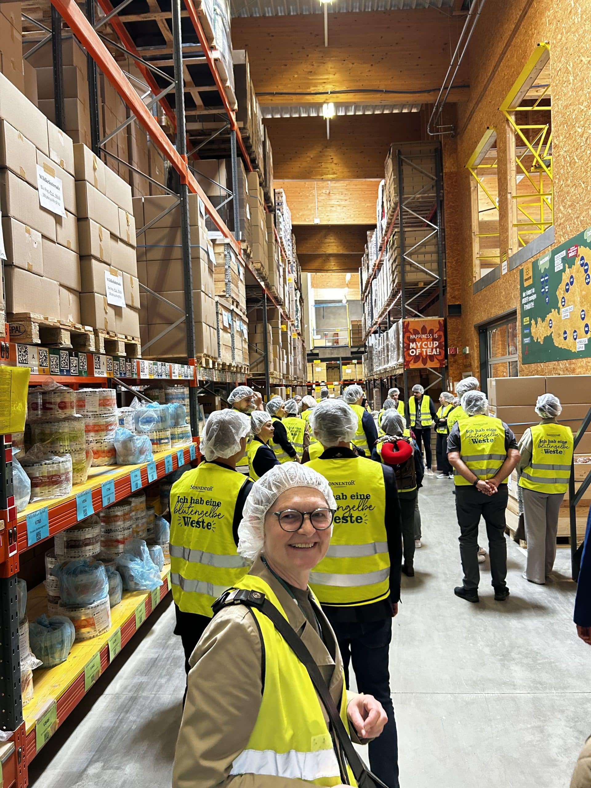 Touring SONNENTOR’s massive storage facilities, MM visitors found many examples of recyclable packaging from MM Packaging.