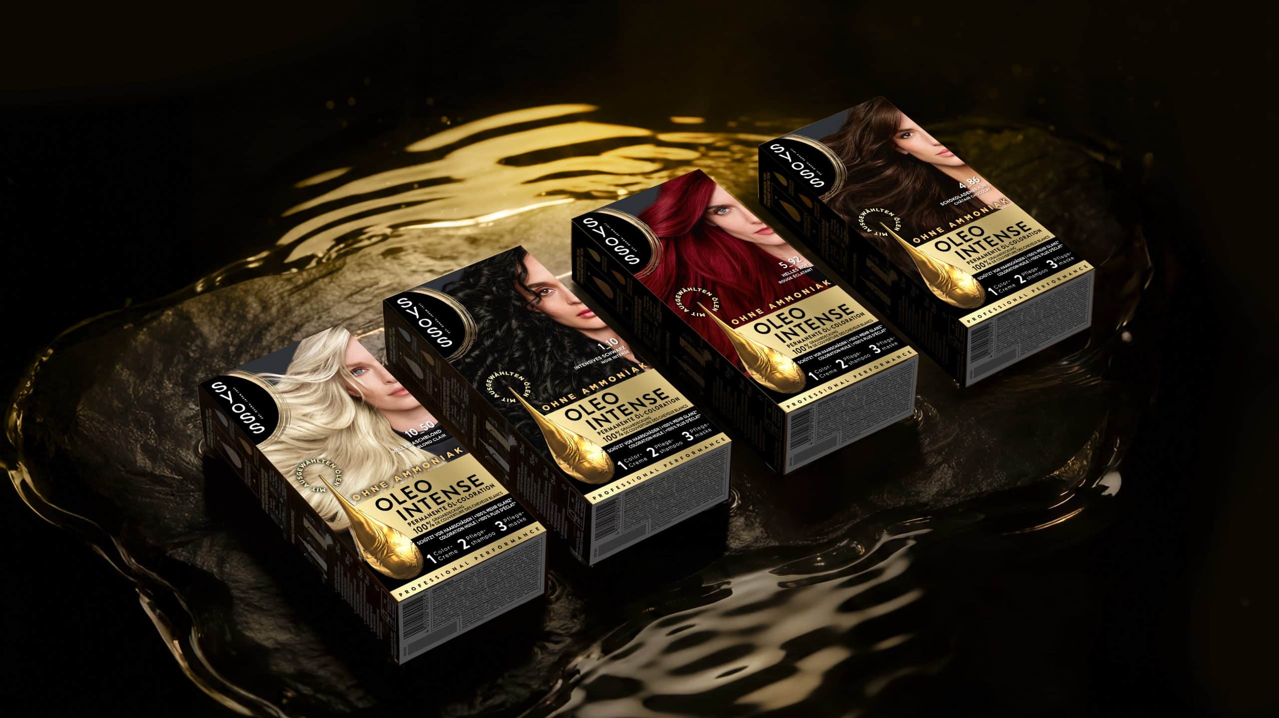 The new packaging of the Syoss OLEO INTENSE hair colouration produced by MM Packaging